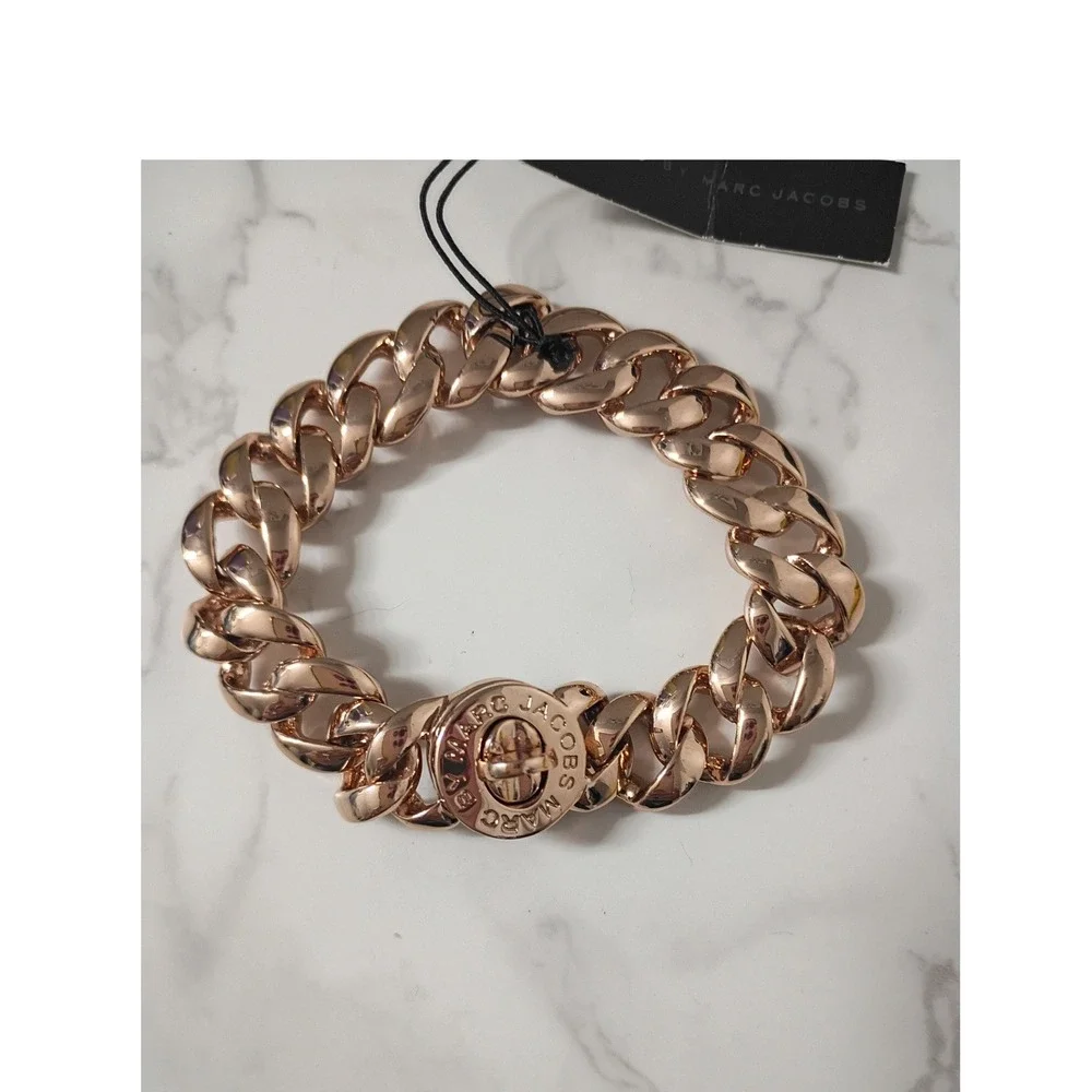 MARC JACOBS Rose Gold Link Bracelet w/ Turn Lock Clasp & Dust Bag - NWT